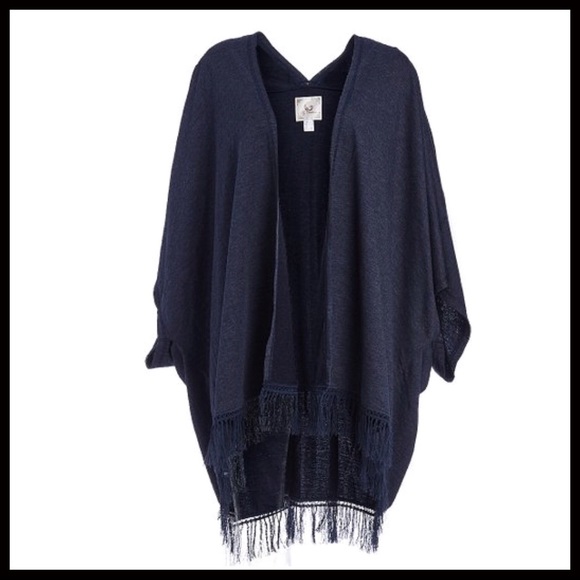 BLUE LUXE CARDIGAN CAPE PONCHO BLANKET WRAP A2C - Picture 4 of 8